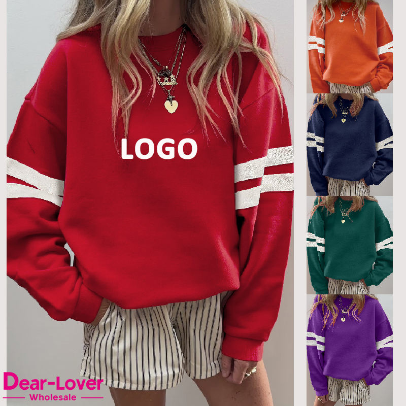 Dear-Lover Ready Stock Fashion Factory Wholesale Dropship Custom Design Support Fast Delivery Drop Shoulder Oversized Women's Apparel Pullover Sweatshirt