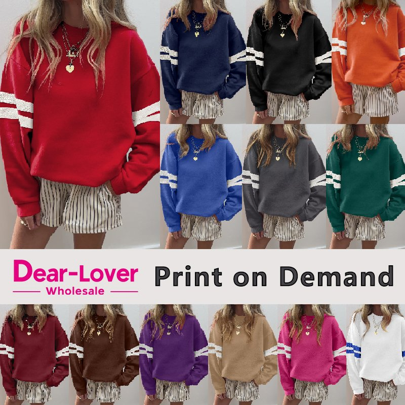 Dear-Lover Ready Stock Fashion Factory Wholesale Dropship Custom Design Support Fast Delivery Drop Shoulder Oversized Women's Apparel Pullover Sweatshirt