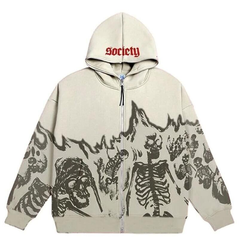 Wholesale Garment Manufacturer Oversize Printed Hoodie Men's Zippered Hoodie