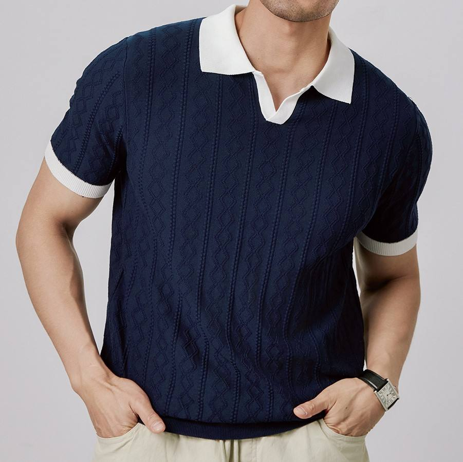 Custom Cool Touch T Encel Polo Shirt for Men Jacquard V-Neck &amp; Color