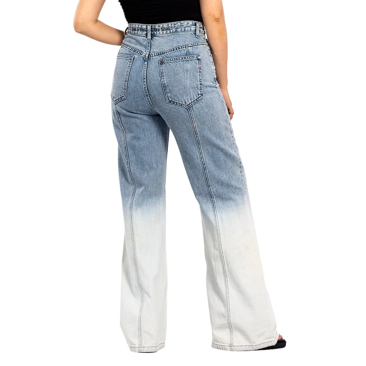 Casual Denim Pants Slim Gradient Color High-Waisted Wide Leg Jeans for Women