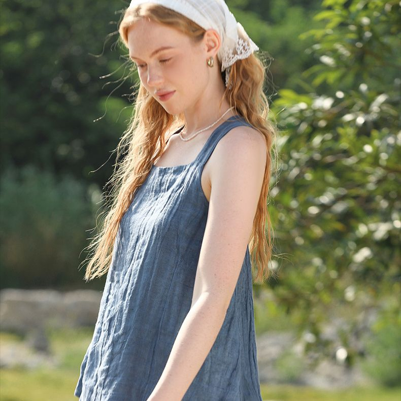 2024 Summer French Romantic Resort Linen Heavy Crafted Sleeveless Tank Top