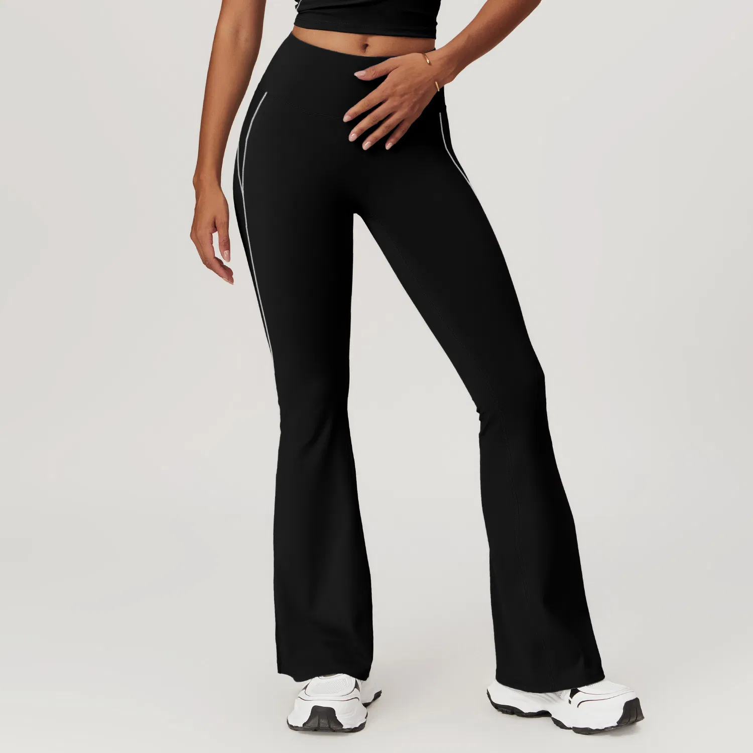 Casual Tight-Fitting Nude High-Waisted Yoga Leggings Running Fitness Wide Leg Flared Pants