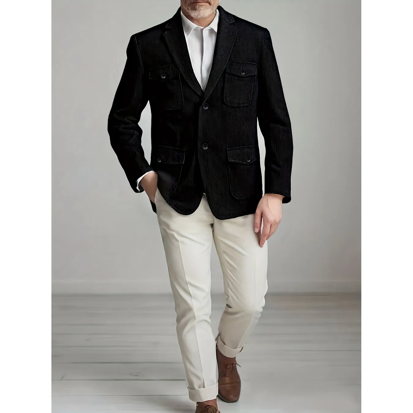 Wholesale Textured Corduroy Blazer Jacket for Men Casual Streetwear Style Black Multi-Color Custom OEM Men's Blazer