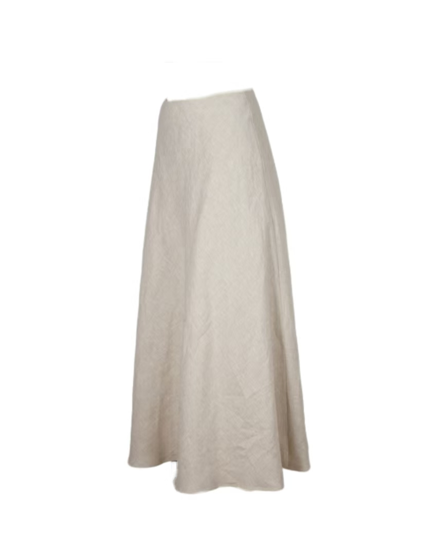 Long Cotton Linen French Skirt