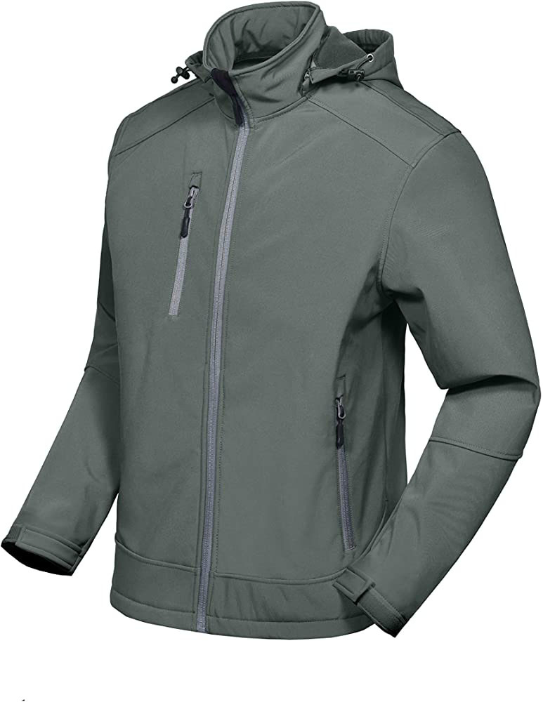 Men Waterproof / Windproof Softshell Winter Sport Outdoor Fashion Jacket with Detachable Hood Fleece Lined and Water Repellent BSCI