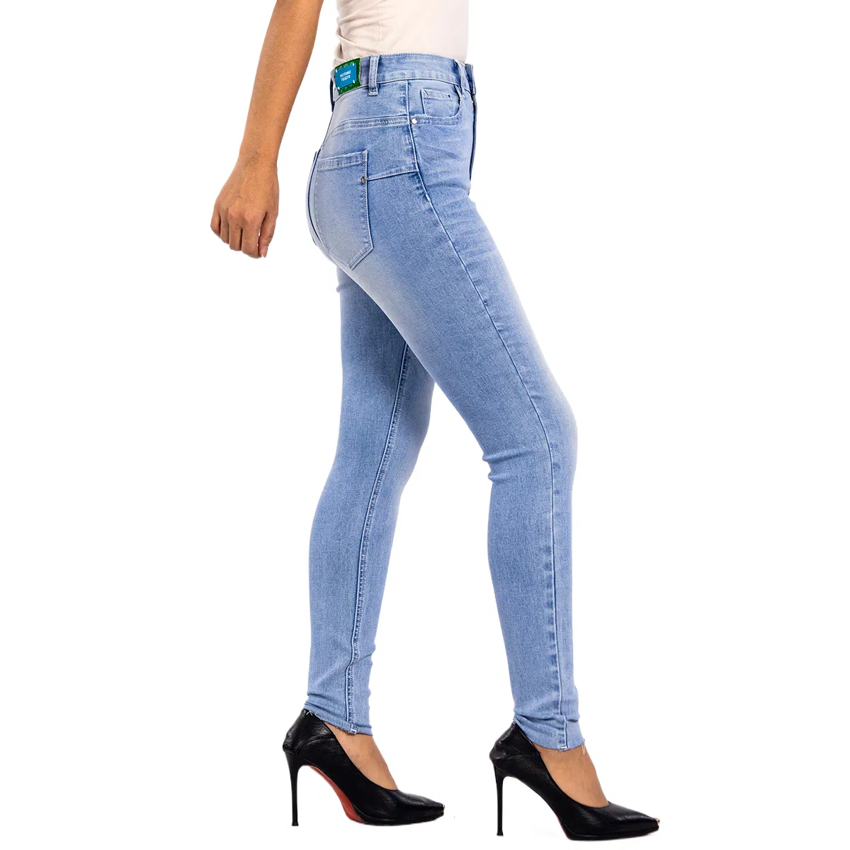 Fashion Casual Soft Denim Blue High Waist Skinny Jeans for Women