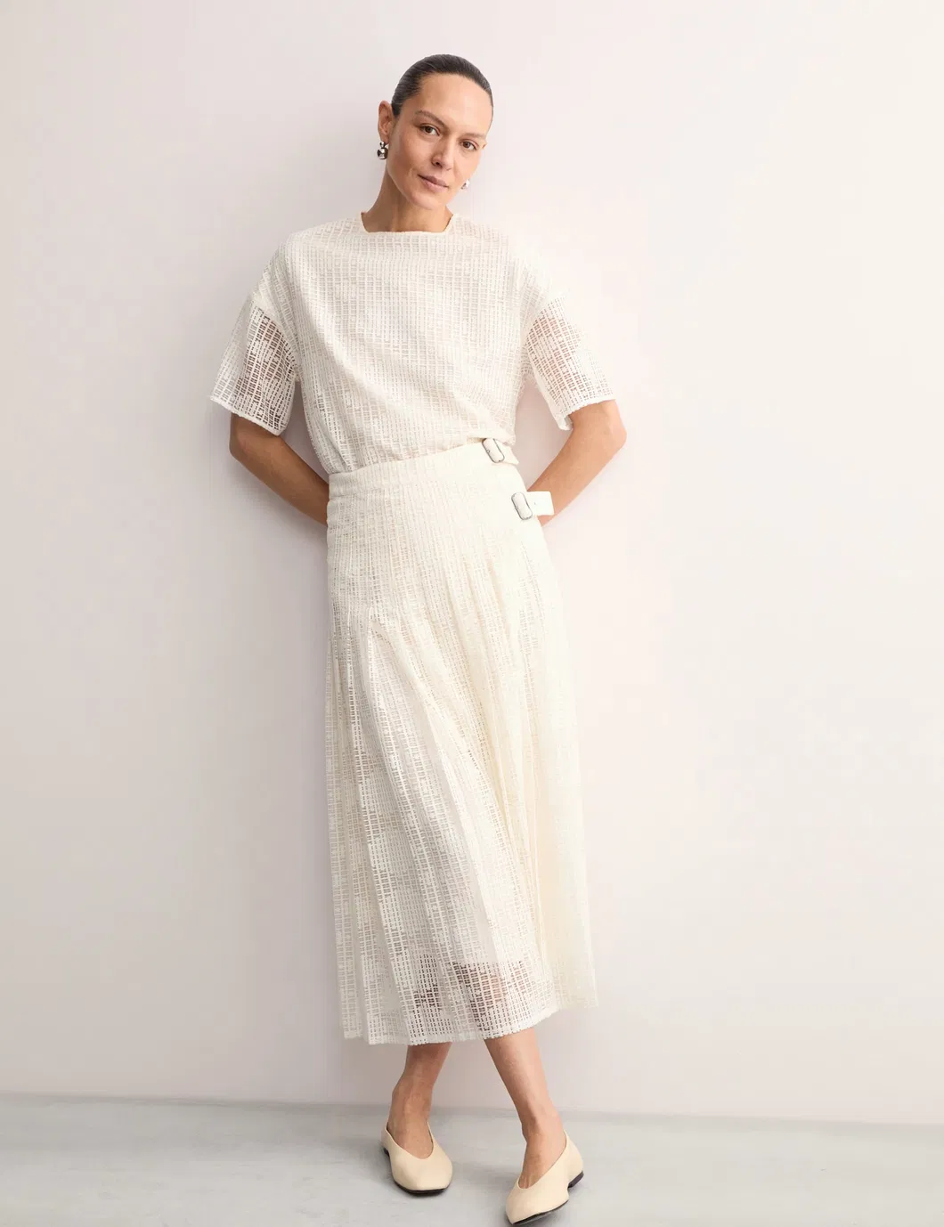 Metal-Clad Belt Design A-Line Skirt