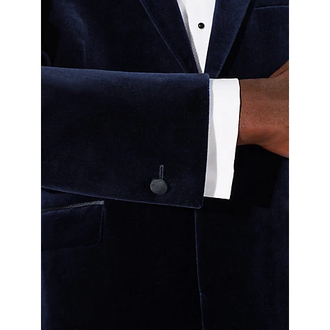 Men's Peak Lapel Single Button Velvet Suit Blazer for Men