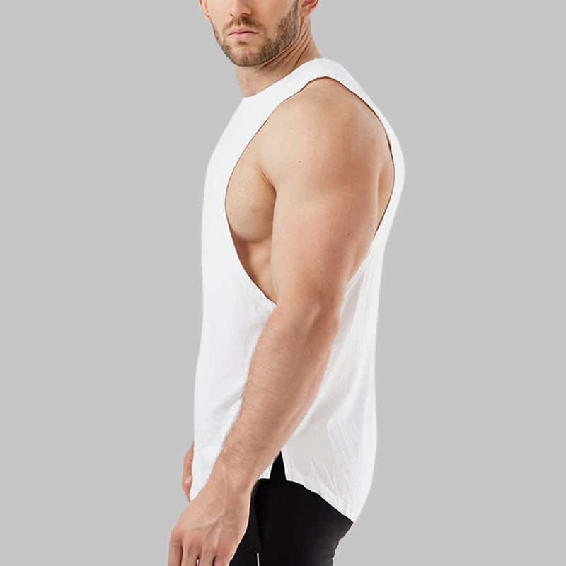 High Quality Oversized Running Sweat Muscle Tank Top for Men Custom Logo Cotton Blank Sleeveless Sports Gym T-Shirt