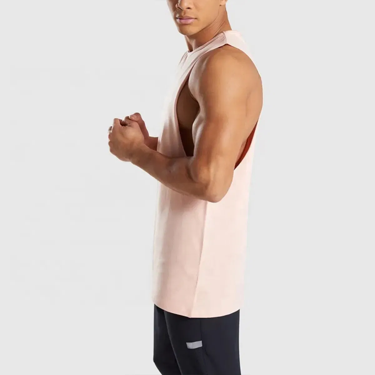 Custom Wholesale High Quality Hip Hop Sleeveless Men's T Shirts Dropped Armhole Cotton Tank Tops Plain Custom Gym Vests