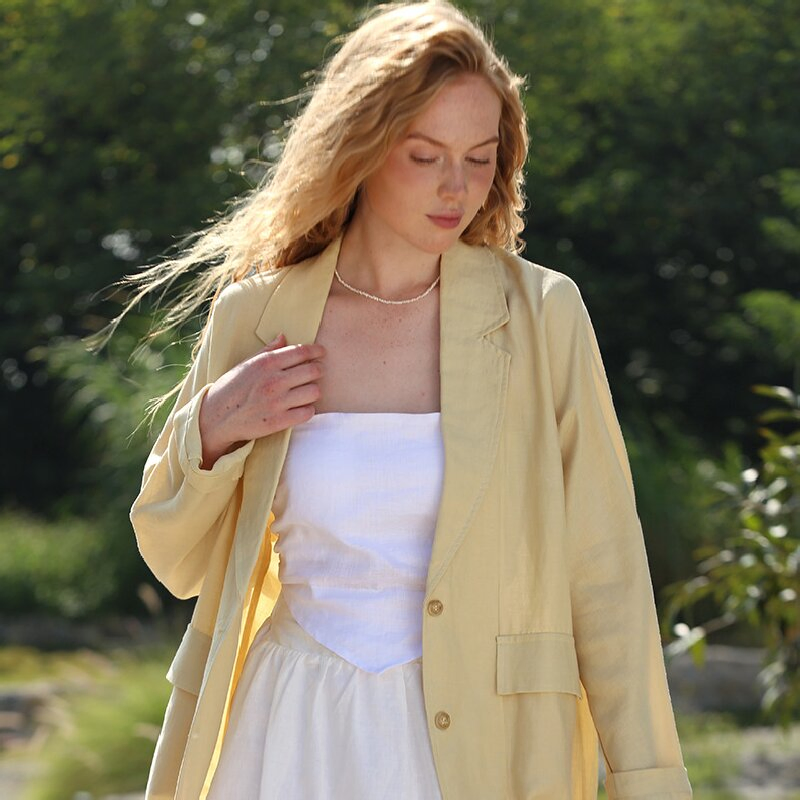 Women's High Quatliy Cotton Linen Loose Casual Spring and Autumn Blazer