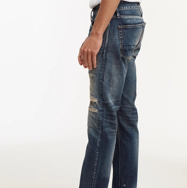 Classic Blue Jeans with Distressed Detailing for Everyday Wear