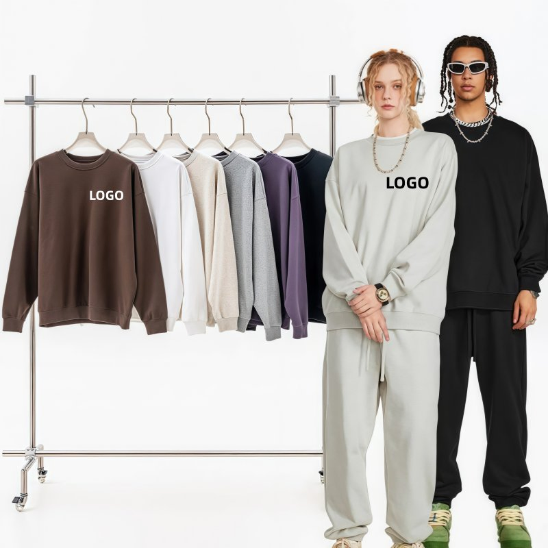 100% Cotton French Terry Custom Print Logo Crewneck Sweatshirt for Men