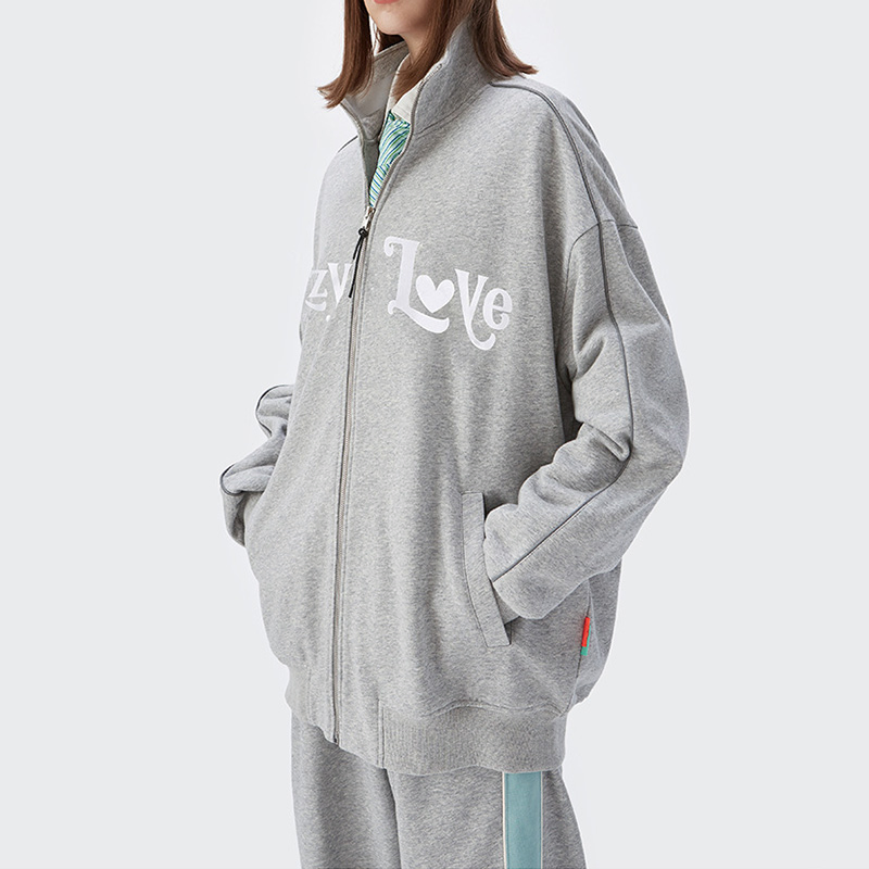 Custom Mens Mandarin Collar Jacket Sporty Streetwear Reflective Hoodie Sweatshirt