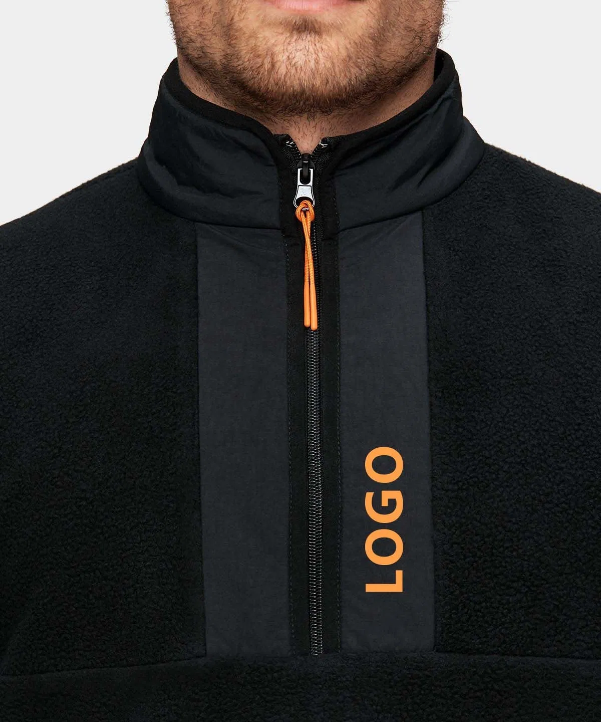 Custom Sport Quarter Half Chest Zipper Wool Black Pullover Performance Golf Sweatshirt Jumper for Men