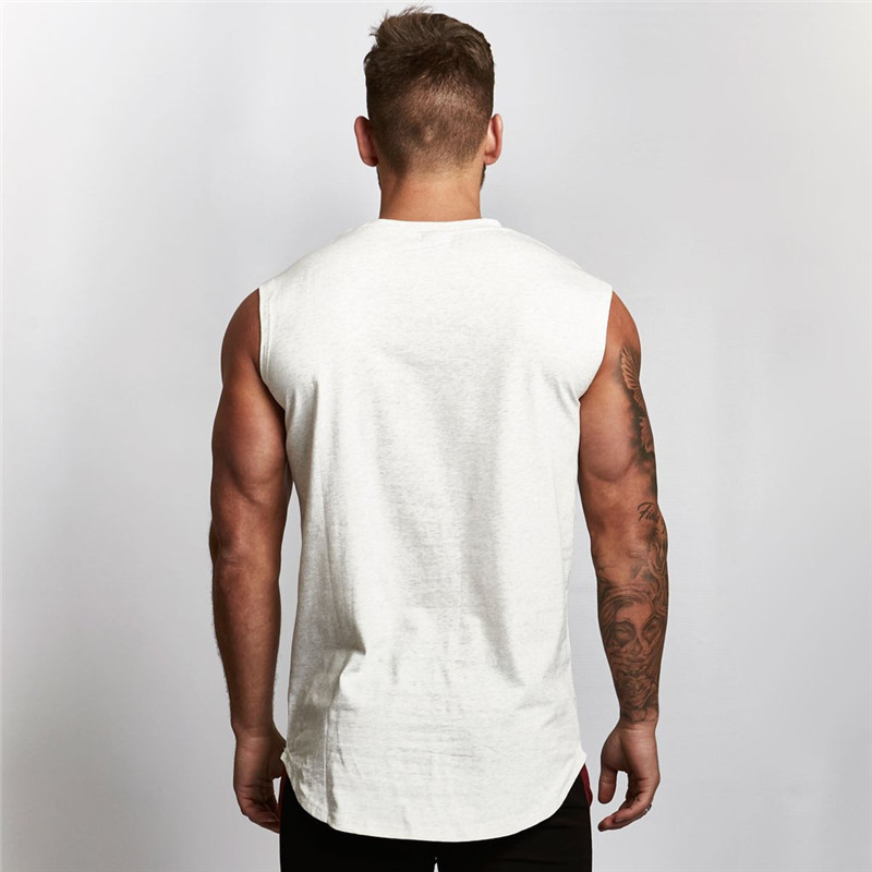 Sleeveless Men's T Shirts Dropped Plain Custom Gym Vests Armhole Cotton Tank Tops