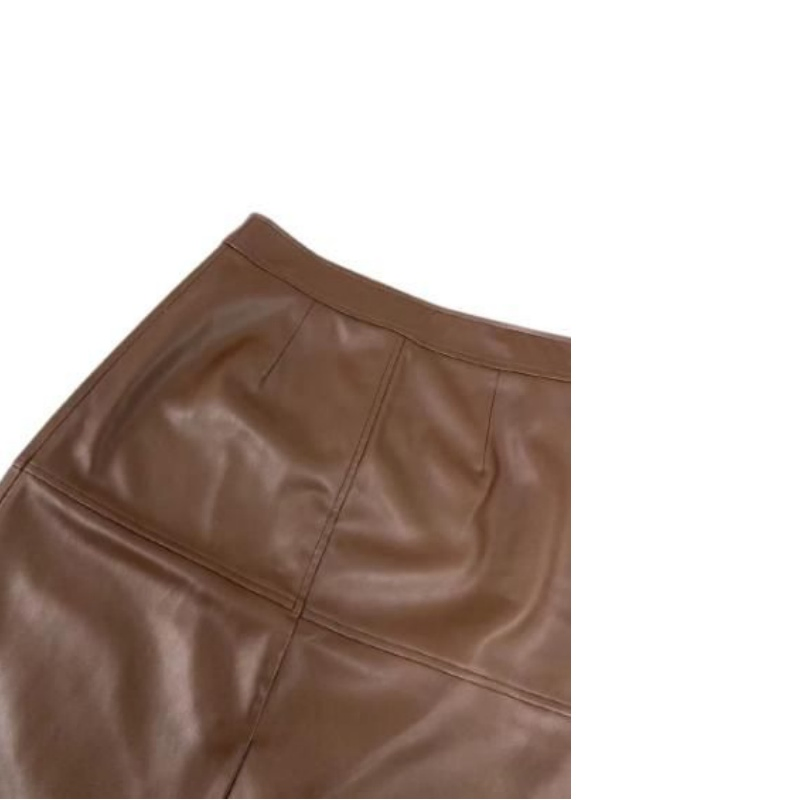 Factory Customization Genuine Leather Lamb Slit Solid Color Straight Wrap Skirt on Spring/Autumn