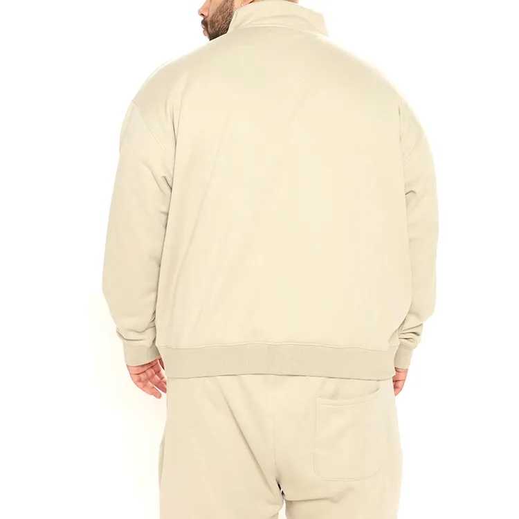 Custom Men′ S Turtleneck Half Zip Sweatshirt 100% Organic Cotton Plus Size Drop Shoulder 14 Zipper Blank Sweatshirt for Men