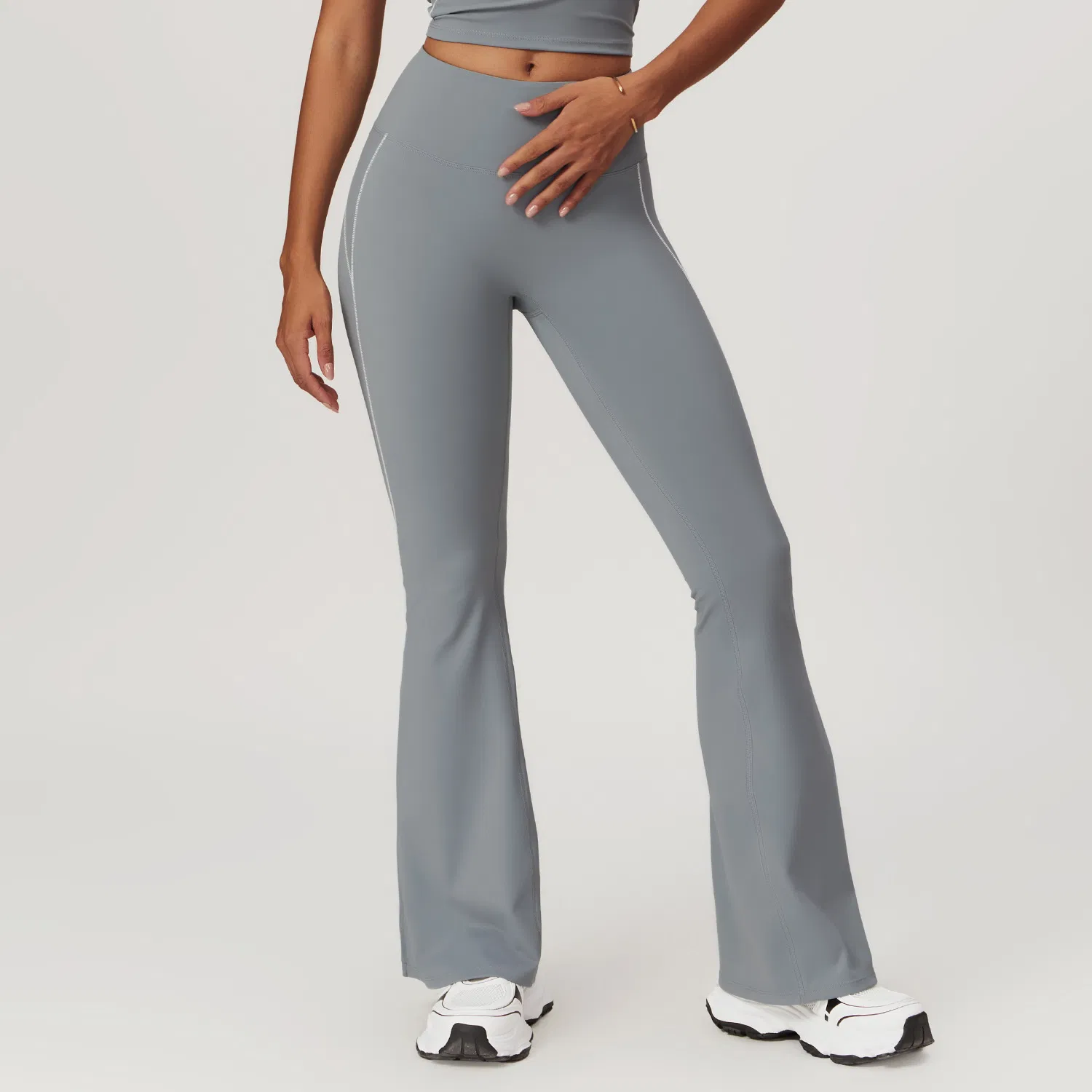 Casual Tight-Fitting Nude High-Waisted Yoga Leggings Running Fitness Wide Leg Flared Pants