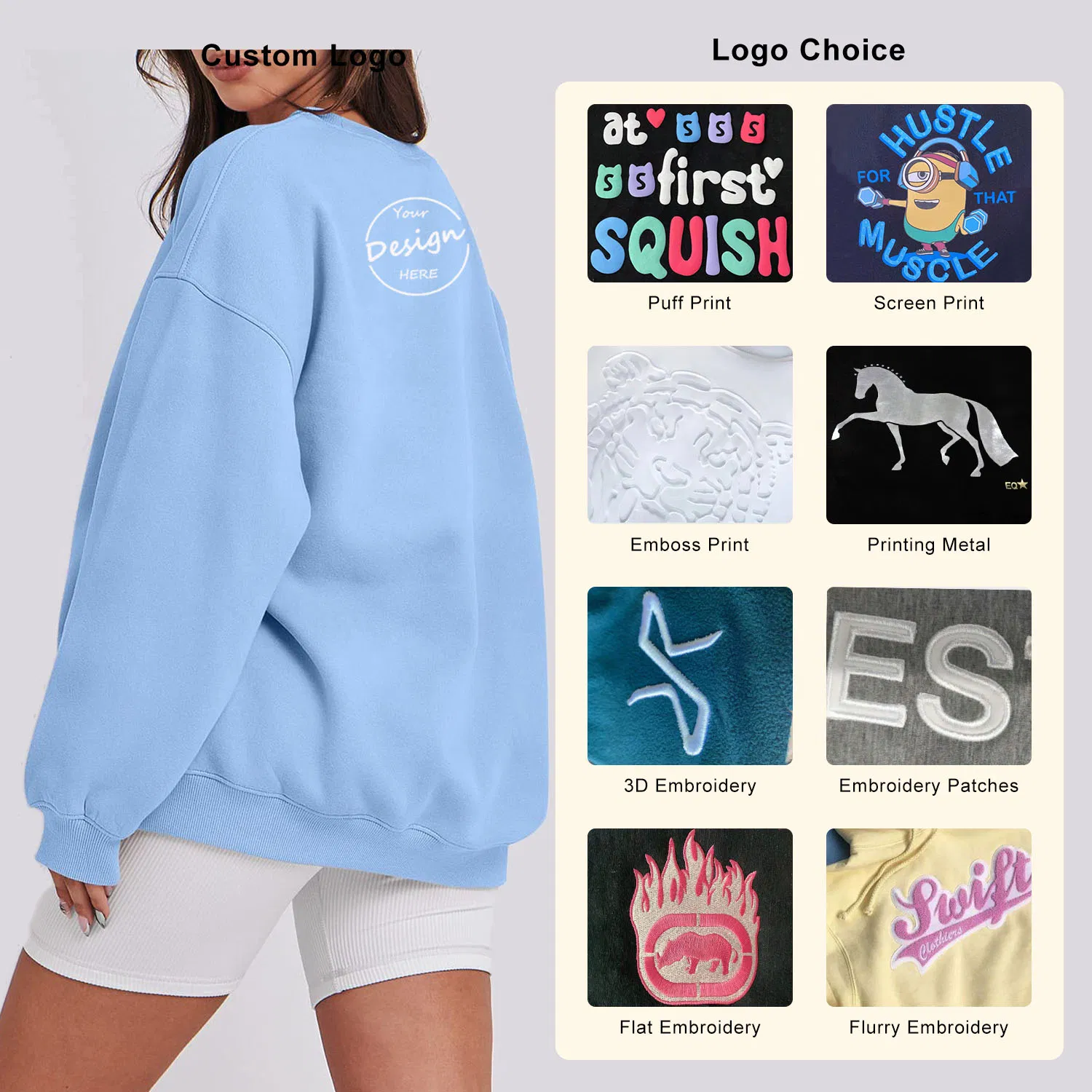 Custom Wholesale Embroidery Jumper Print Plain High Quality Soft Cotton Heavy Weight 330 GSM Fleece Crewneck Sweatshirt Oversized Streetwear