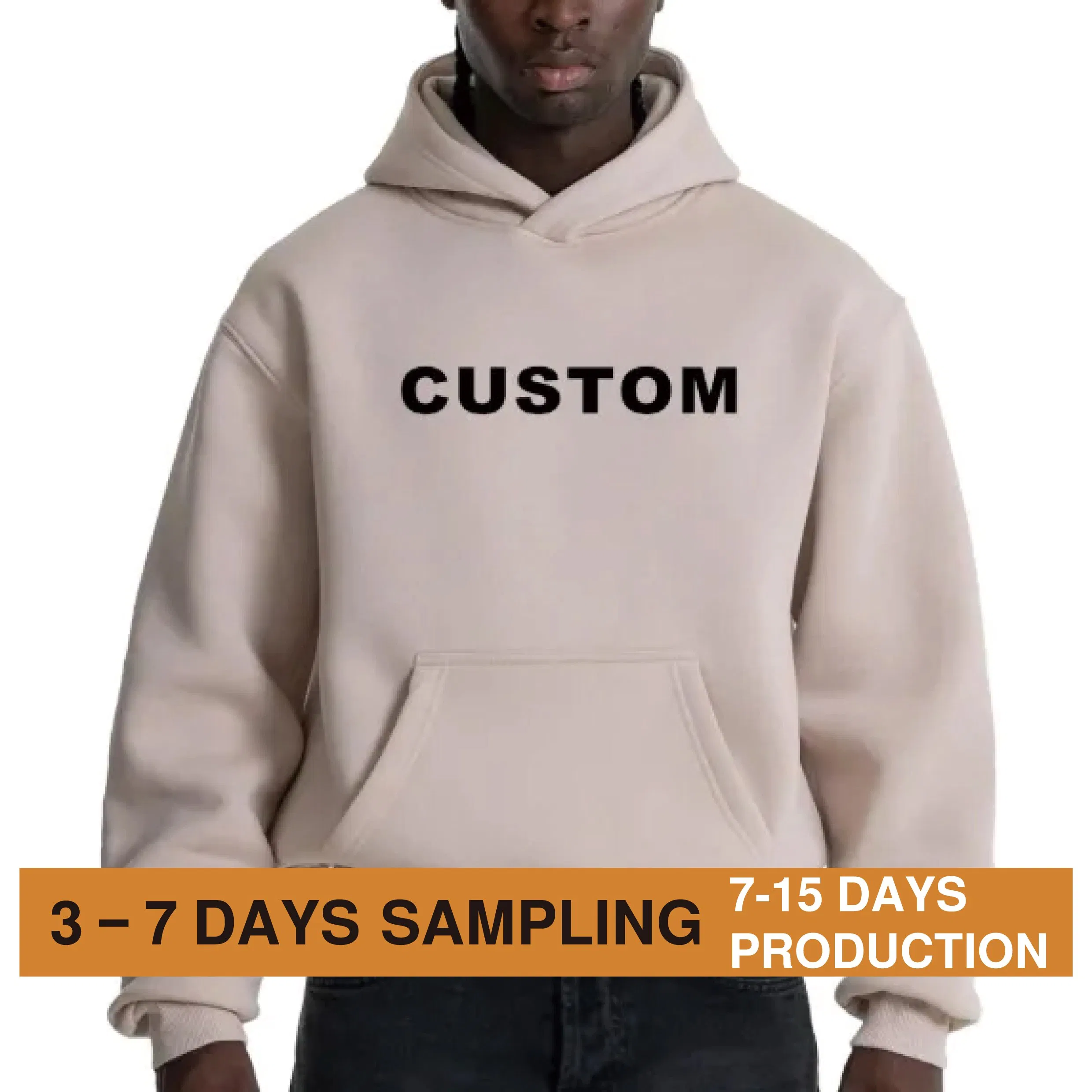 OEM Premium Cotton Boxy Fit Drop Shoulder Pullover Hoodie Private Label 300 400 500GSM Custom Printing Blank Wholesale