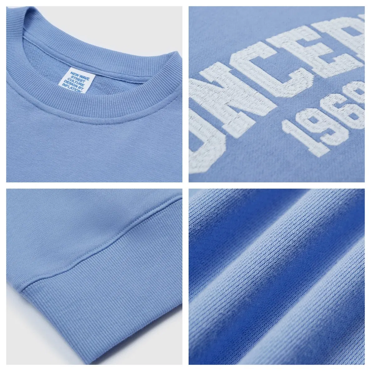 350GSM 100%Cotton Oversized Letter Embroidered Plus Size Couple Drop Shoulder Casual Fashion Knitted Sweatshirt for Men