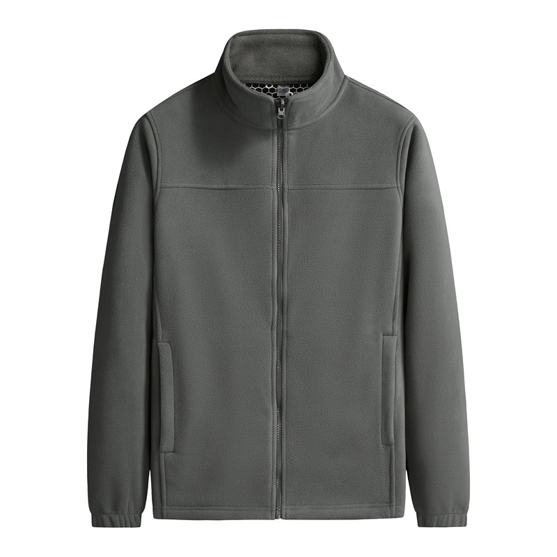 Men's Lightweight Full Zip Soft Polar Fleece Jacket Outdoor Recreation Coat with Zipper Pockets