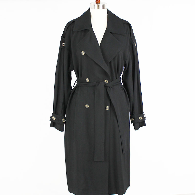 Women Fashion Double-Breasted Jacket Windproof Outwear Dust Long Trench Coat with Belt