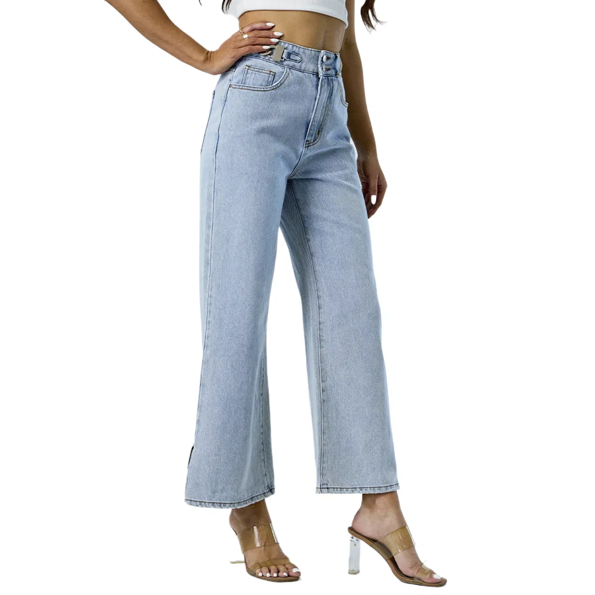 Fashion Wide Leg Pants High Waist Straight Women Mom Denim Jeans Trousers