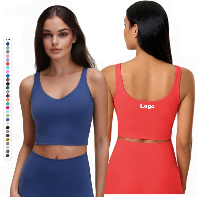 Yoga Push up Tank Top Activewear Gym Wear Fitness Crop Top with Build in Bra Yoga Longline Sports Bra Vest