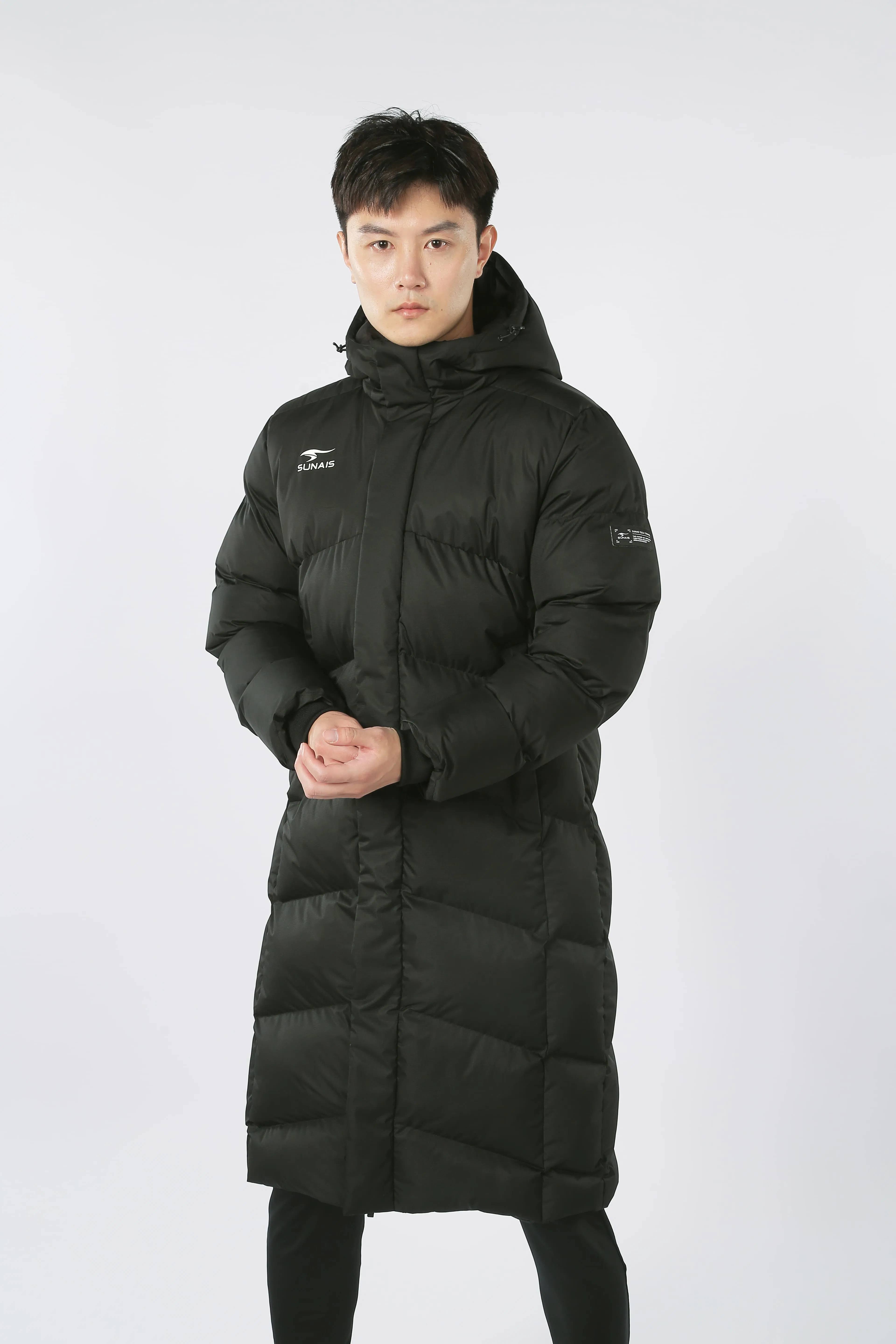 Men's Sports Long Sleeve Coat Outdoor Warm Soccer Jackets Zipper Extended Jacket