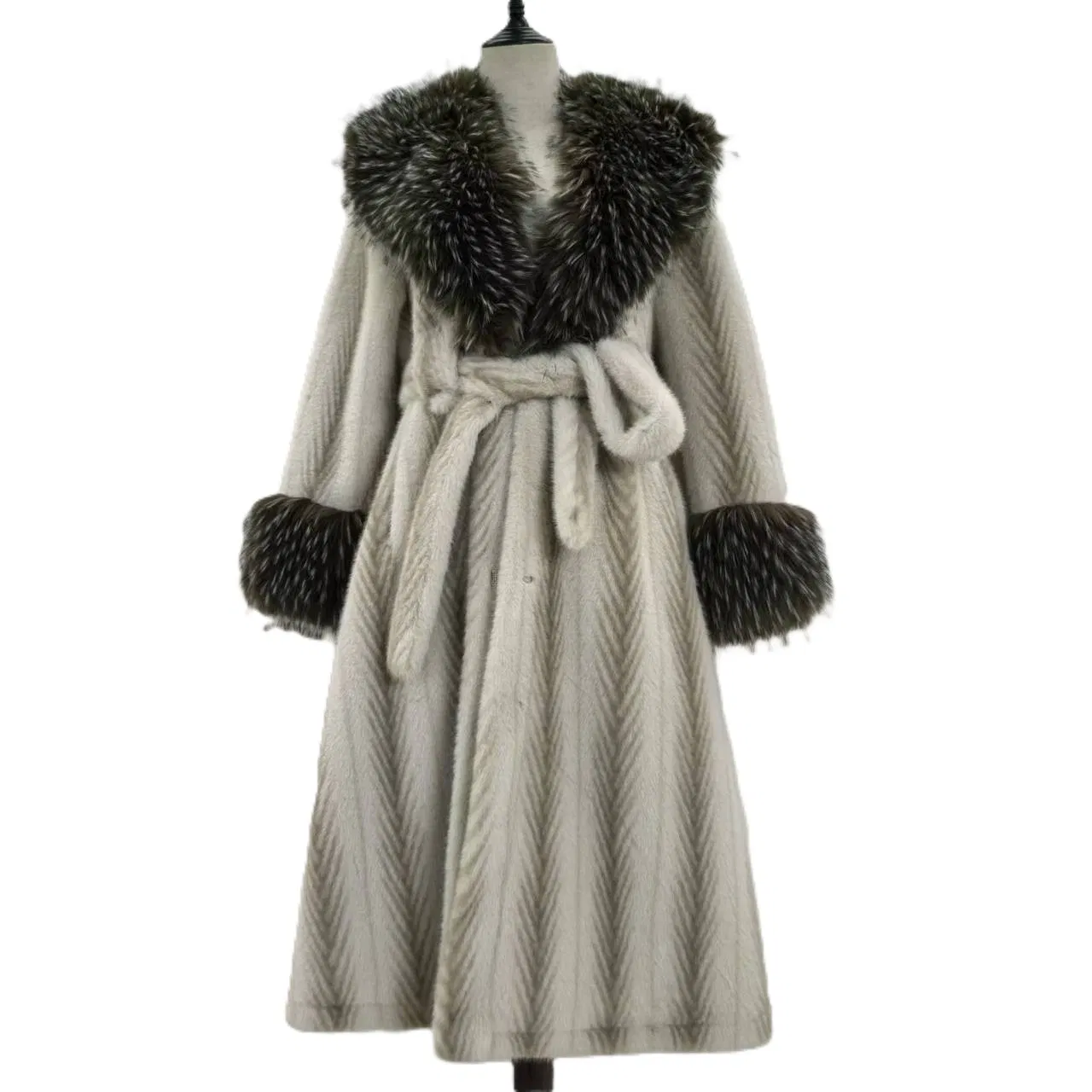 Women's Extra Warm Longline Knee-Length Winter Coat - Eco-Friendly Faux Fur Insulated Outerwear