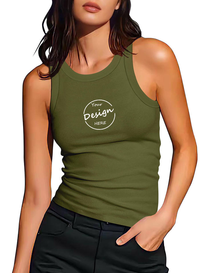 Custom Embroidery Ribbed Tank Top Gym Fitted Tank Tops