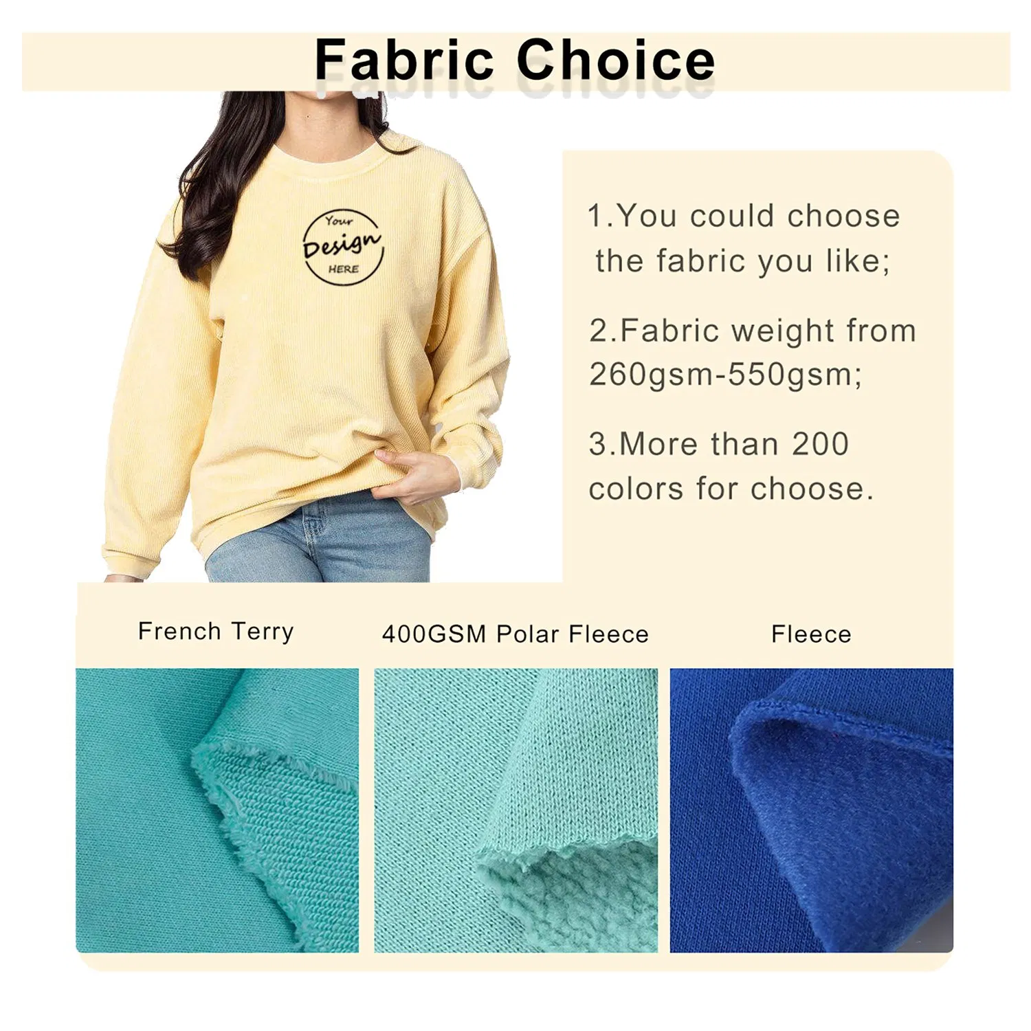 Custom Corduroy Hoodies Wholesale Embroidery Patch Plain Washed Crewneck Baggy Oversized Drop Shoulder Corded Crew Women Sweatshirt with Private Label