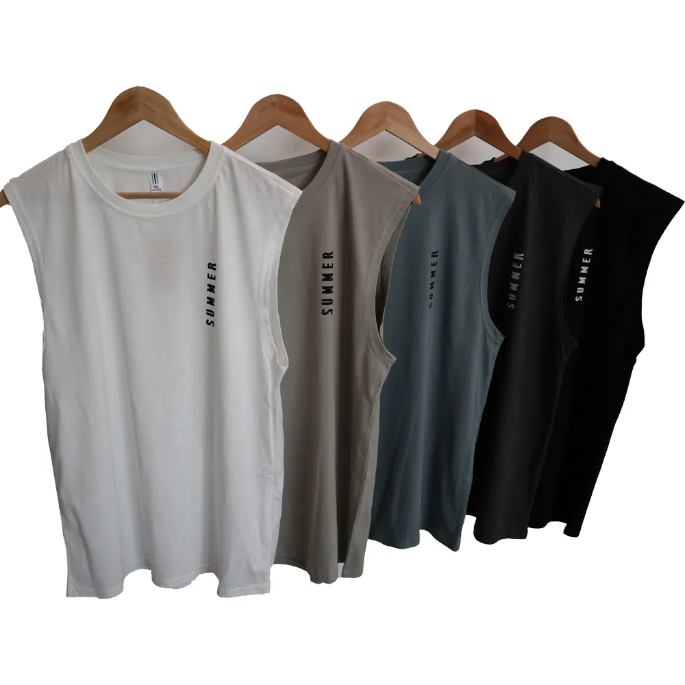 High Quality Carbonization Heat Printed Gym Tank Top