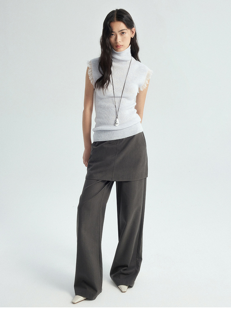 Korean Style Fake Two-Piece Skirt Pants Women's Long Straight Leg Pants