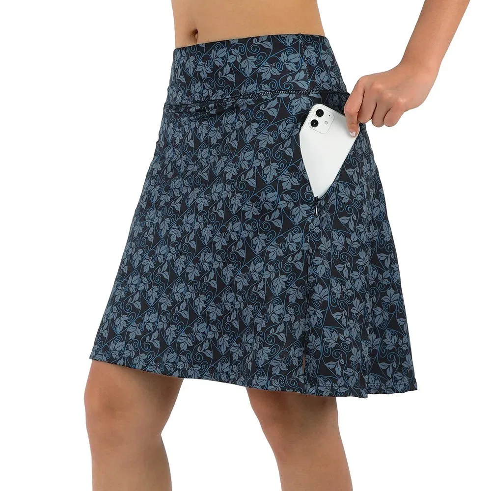 Tennis Golf Short Skirt Knee Length with High Waist Zipper Pocket