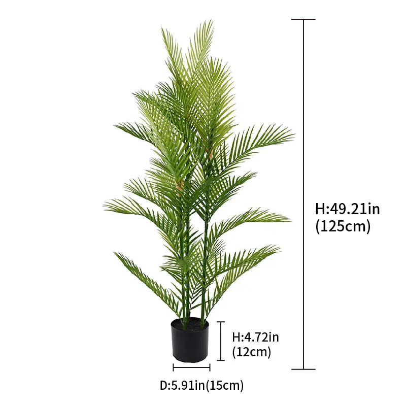 Wholesale Top Selling Natural Appearance 125cm Faux Areca Palm Plant Artificial Decor Tree for Office Workspace Indoor Use Manufacturer, Supplier