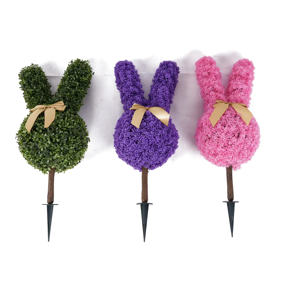 China factory green artificial boxwood rabbit with ground spikes garden decorations products direct sales Easter