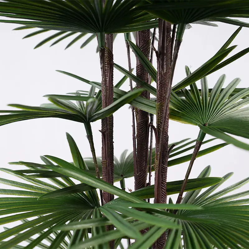 China Hyper realistic Bionic Plants H120cm Green Plastic Fan Palm Artificial Plant 3 Stems 29 Leaves in Pot  Natural style Bionic Plants Manufacturers, Suppliers
