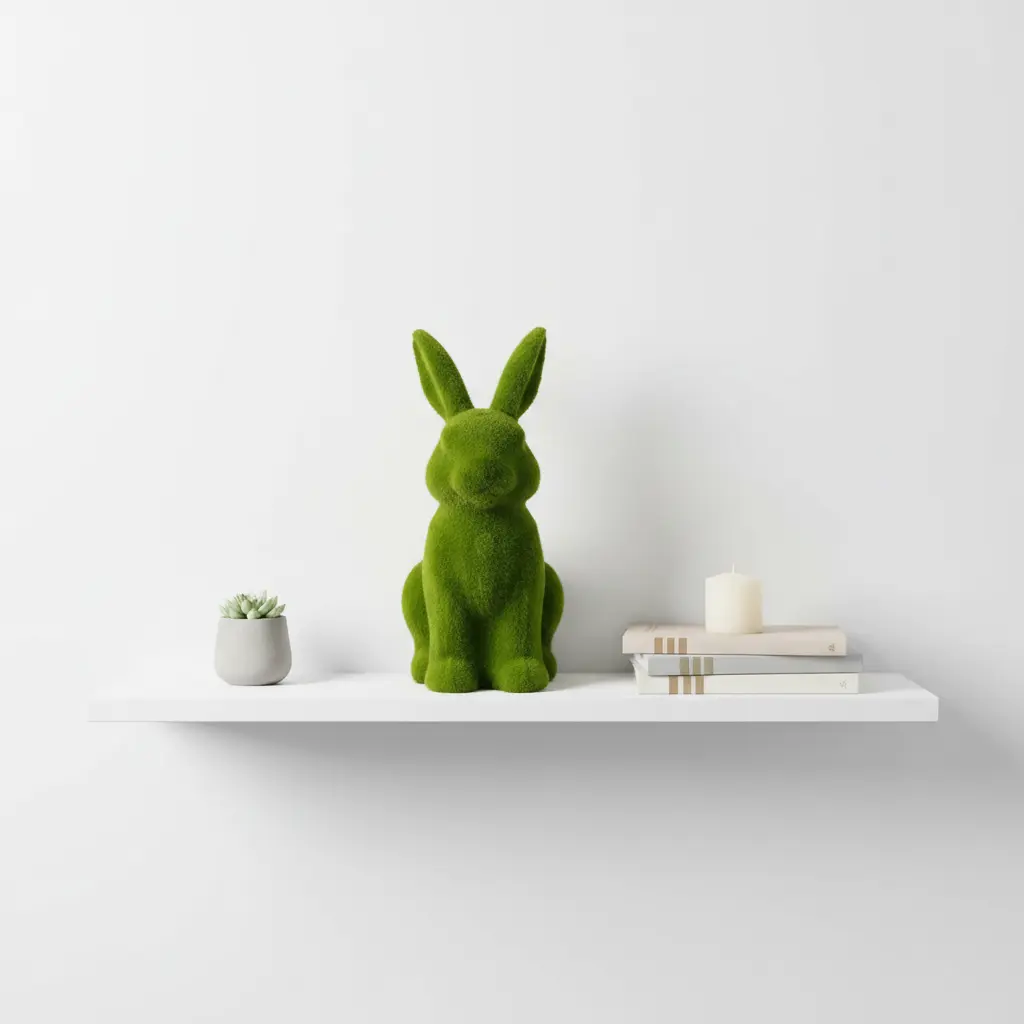 Wholesale Festive Realistic Texture Artificial Grass Sculpture Green Flocking Rabbit Eco-friendly Handmade Easter Home Patio Ornament Manufacturer, Factories