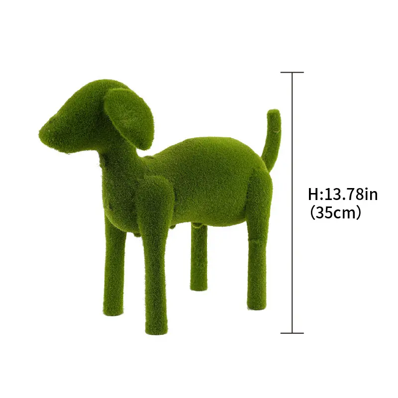 China Best Selling Artificial Grass Sculpture Green Flocking Puppy Commercial Space Outdoor Garden Decor Ornament Supplier, Factory