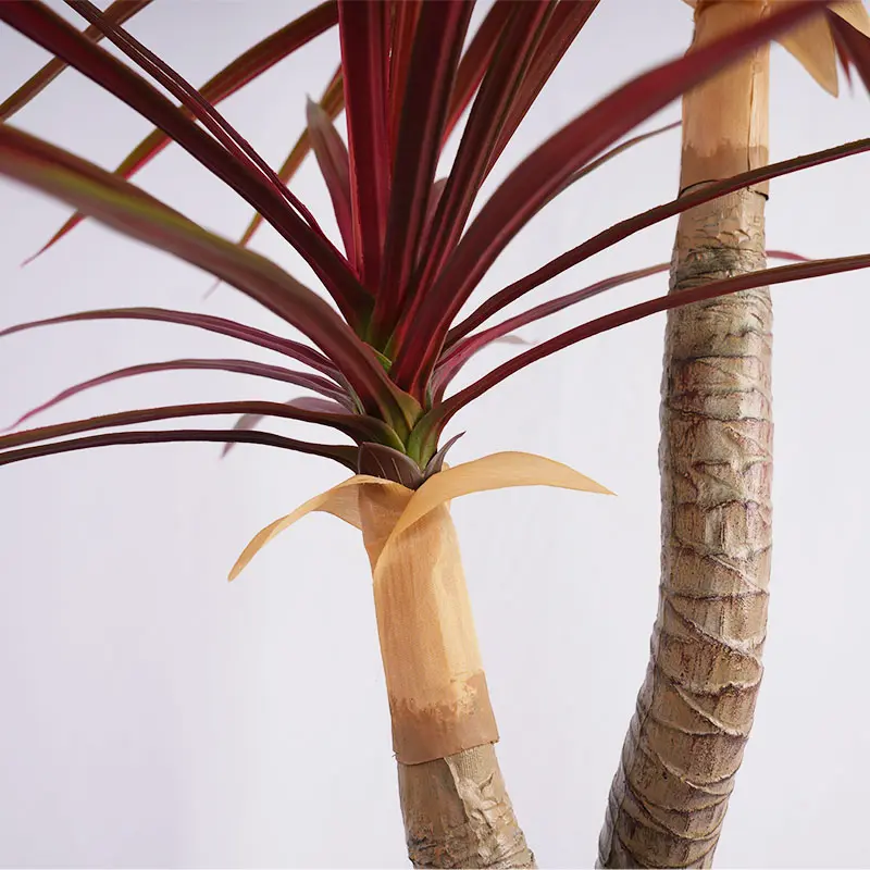 Wholesale Artificial plants H120cm Red Green Plastic Dracaena Single Pole 2 Heads 78 Leaves Potted Plant Indoor  Outdoor Decoration Manufacturer, Factories