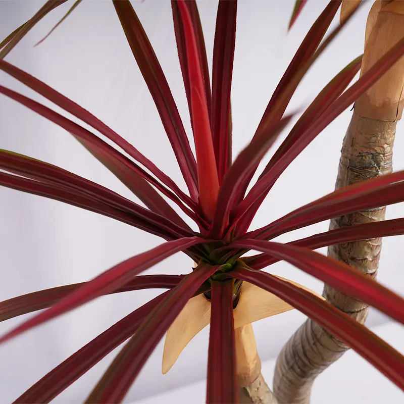 Wholesale Artificial plants H120cm Red Green Plastic Dracaena Single Pole 2 Heads 78 Leaves Potted Plant Indoor  Outdoor Decoration Manufacturer, Factories