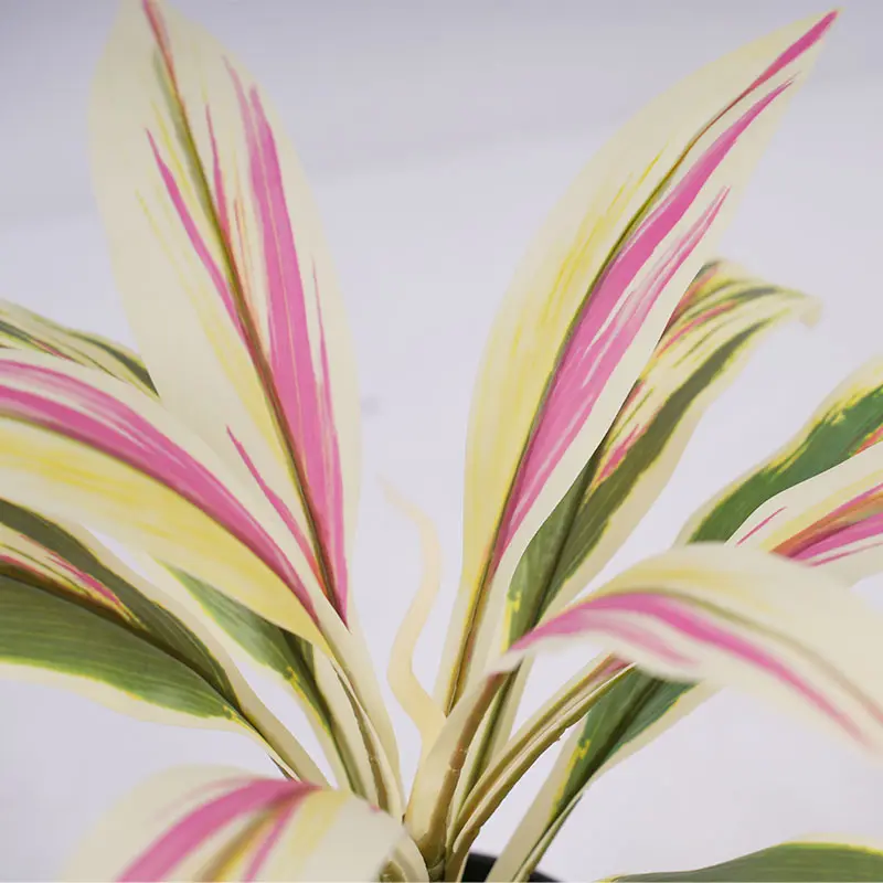 Wholesale Artificial green plants H40cm Cordyline fruticosa leaves in pot Pink yellow Gardening supplies Manufacturers, Factory