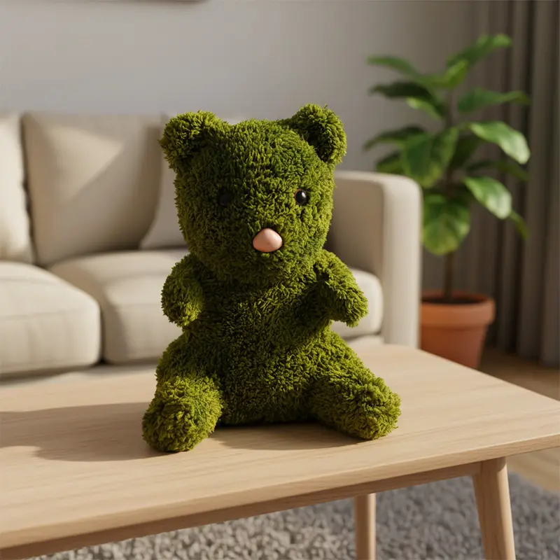 China Premium Quality Indoor Artificial Animal Topiary Bear Decor Green Fuzzy Blanket Type PE Frame Nylon Fur Ornament Art Deco Design Manufacturer, Suppliers