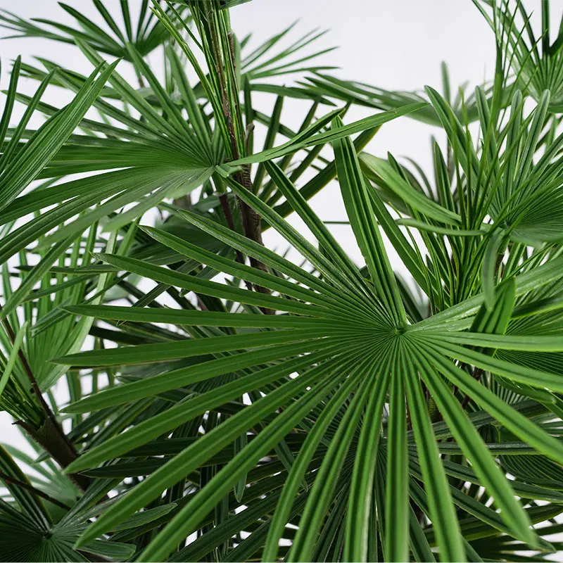 Wholesale Bionic green plants H110cm Plastic Fan Palm Artificial Plant 5 Stems 40 Leaves in Pot Fire - Resistant  Detachable Eco-friendly Factories, Factory