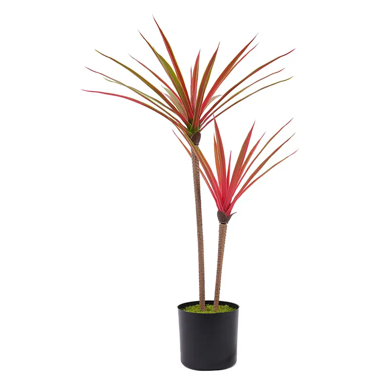 China H60cm Artificial Dracaena Plant Red Green 2 Stems 30 Leaves Potted Faux Greenery for Indoor Decor Living Room Floor Deco Manufacturer, Factories