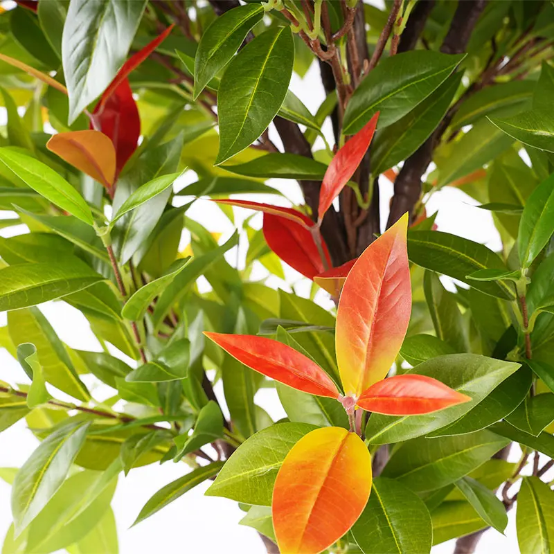 Artificial Photinia leaf pot view 1